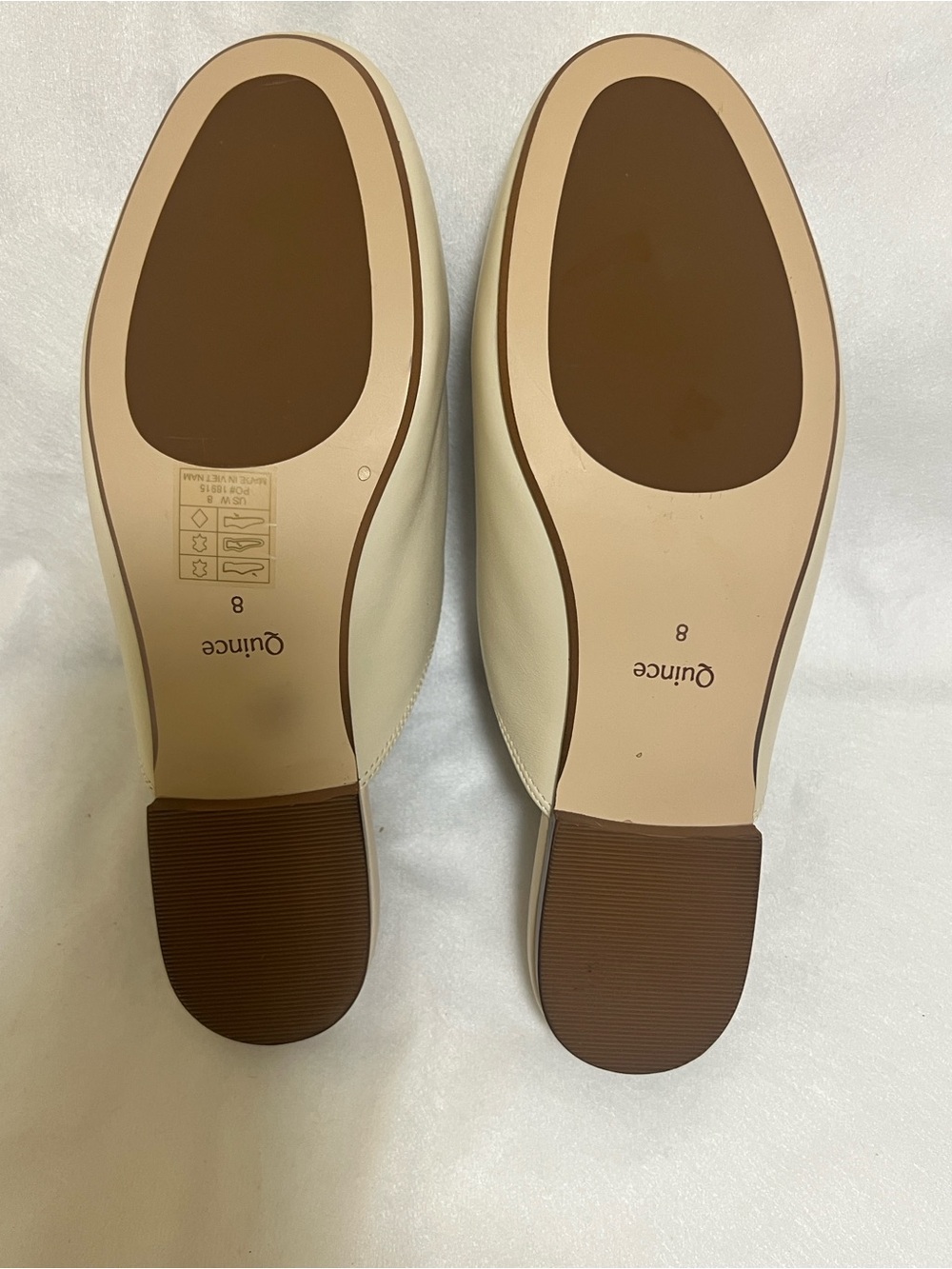 Quince Cream Leather Slip-On Mules with Gold Accent - Picture 10 of 10
